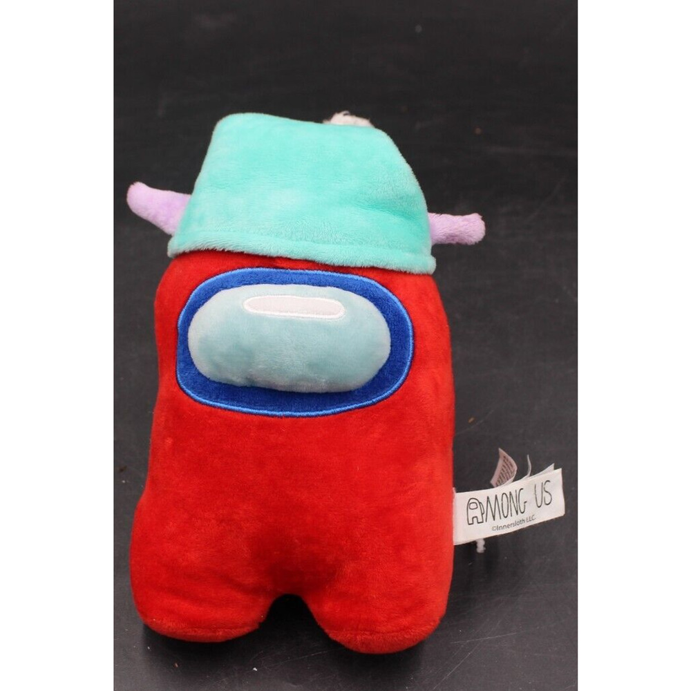 Among Us Plush Red 8" Crewmate With Elf Hat